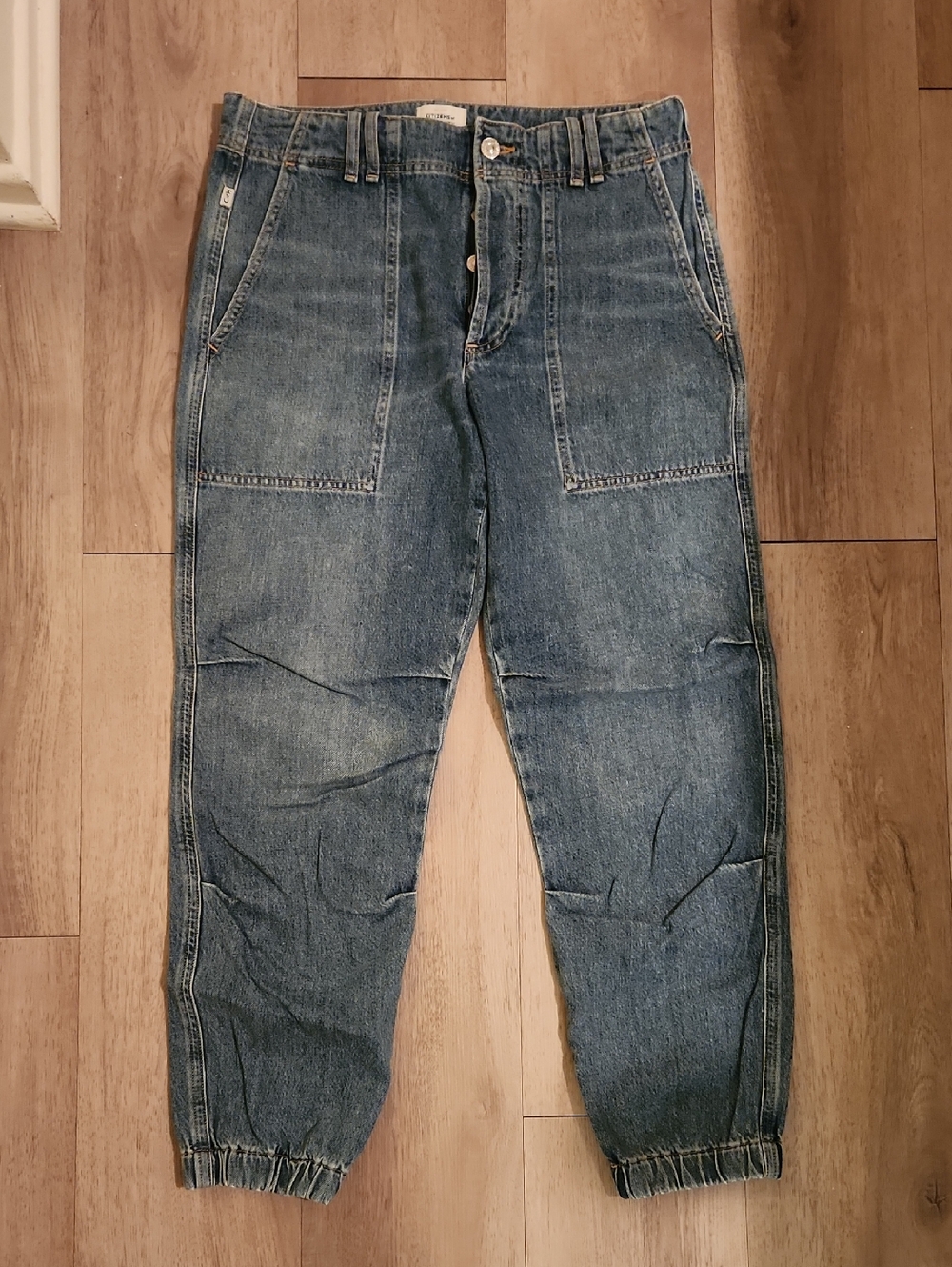Citizens Of Humanity Blue Agni Mid-rise Twill Tapered Pants